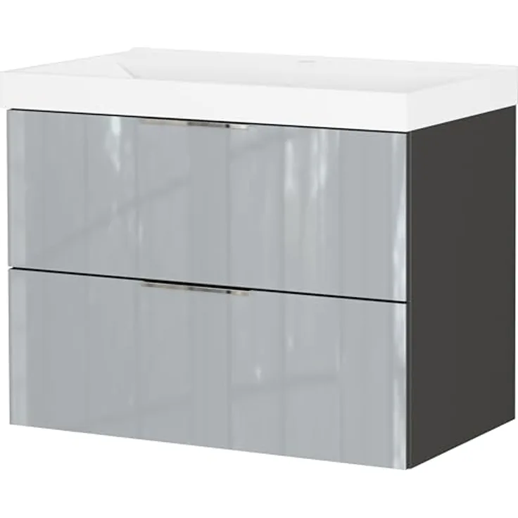 Germania Waschtisch inkl. Becken 9087-587 GW-CELANO, mit Zwei Schubladen, in Graphit/Silbergrau, 81 x 65 x 46 cm (BxHxT)