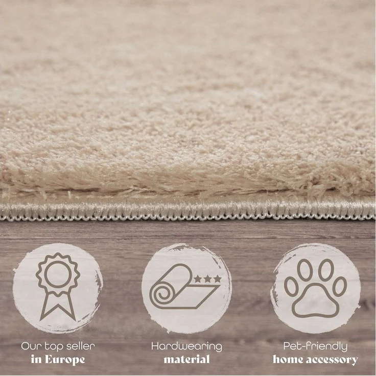 TT Home Teppich, Läufer, Höhe: 14 mm, Wohnzimmer Kurzflor Einfarbig Modernes Design Waschbar – Bild 2