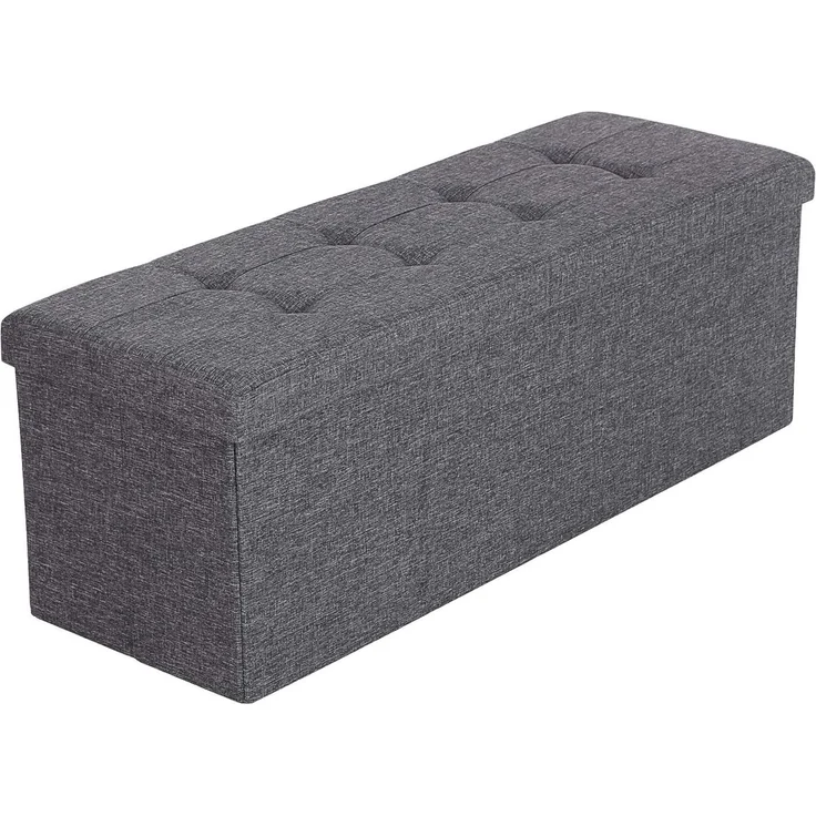 Sitzbank mit Stauraum, 110 cm, klappbare Sitztruhe, Aufbewahrungsbox, Fußbank, Dunkelgrau – Bild 1
