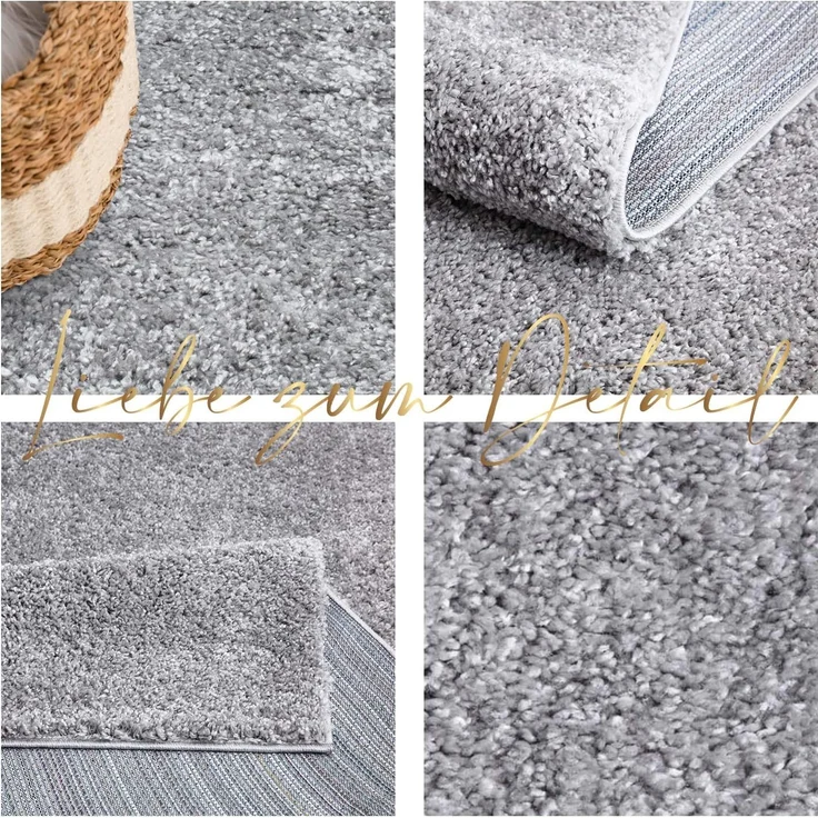 Teppich Läufer Hochflor Shaggy - 80x300cm Läufer - Grau Einfarbig Wohnzimmer Uni Flauschig Modern Boho Deko Teppiche Weich Schlafzimmer – Bild 4