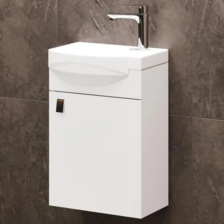 Planetmöbel Badmöbel Set Gäste WC Waschtischunterschrank Keramikwaschbecken Weiß