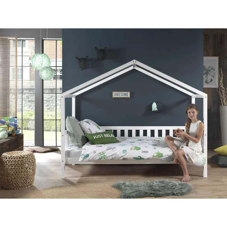 Hausbett Kapua 210x97x170 Kinderbett Massivholz Weiß – Bild 4