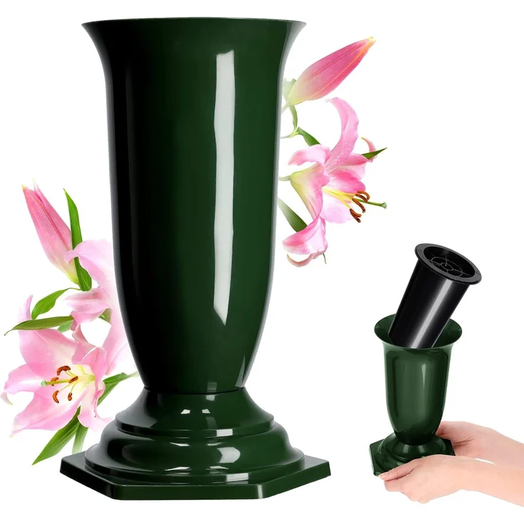 KADAX Vase Fläschchen Friedhof Grab Grabstein Grün 29cm – Bild 1