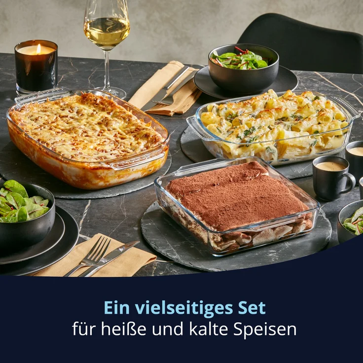 KHG Auflaufformen aus Glas 1,5 Liter quadratisch für kalte & warme Speisen, spülmaschinenfest, mikrowellengeeignet, Glasbräter Glasform Backform, 24x20x5 cm – Bild 5