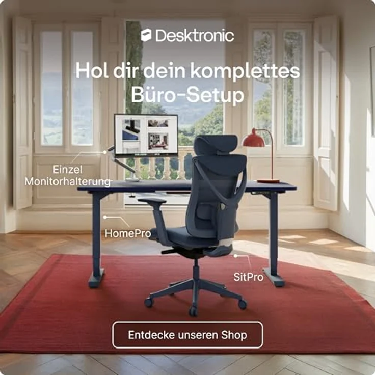 Desktronic Höhenverstellbarer Schreibtisch (120x60 cm) – Elektrisch höhenverstellbar mit flüsterleisem Dual-Motor & Touchscreen – Hohe Tragfähigkeit – Stehtisch HomePro – Bild 10