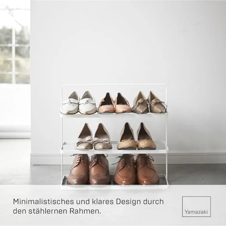 Yamazaki 2480 TOWER Schuhregal L, weiß, Stahl, kompakt für bis zu 9 Paar Schuhe, 50 x 14 x 45,5 cm (LxBxH) – Bild 3