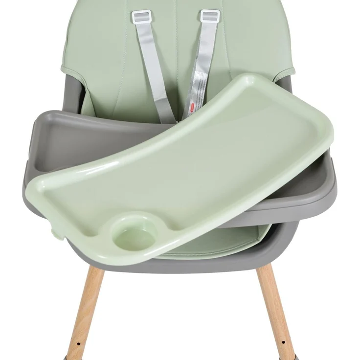 Moni Kinderhochstuhl Biscotti 2 in 1 Kinderstuhl Anti-Rutsch-Füße Doppeltablett grün – Bild 5