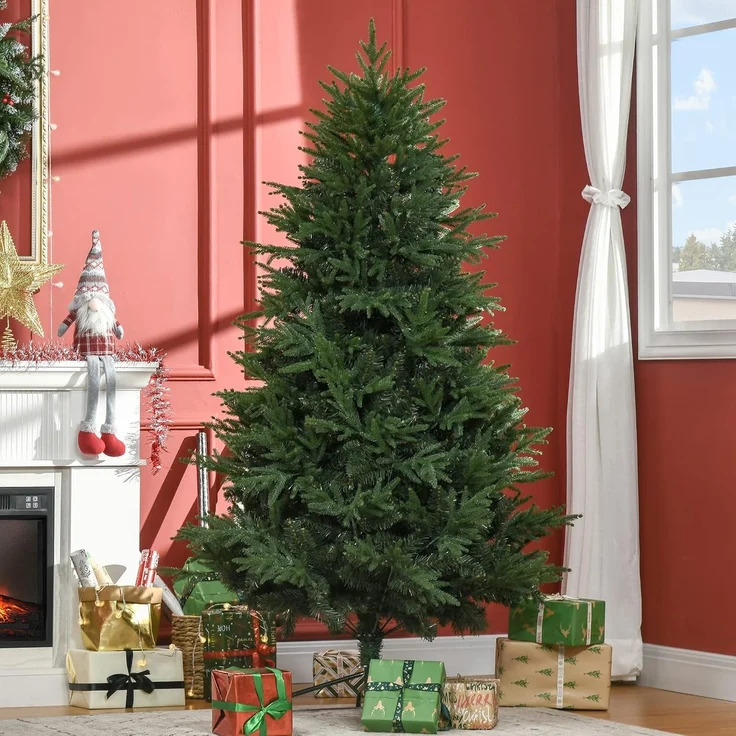 HOMCOM Künstlicher Weihnachtsbaum Kunsttanne, realistisches Aussehen, schneller Aufbau, Künstlich, Beschneite Optik – Bild 2