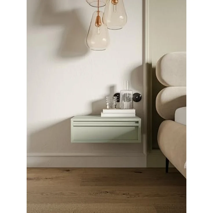 Selsey Nachtkonsole Evo, Salbeigrün, hängend, 1 Schublade, 50x17x34 cm, modern, kratzfest – Bild 2