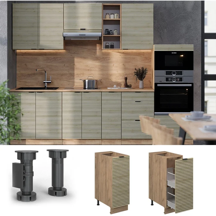 Apothekerschrank Fame-Line Eiche Paneel 30 cm ohne Arbeitsplatte Vicco – Bild 2