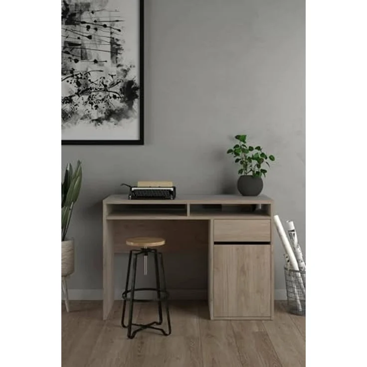Dmora - Schreibtisch Cherie, Mehrzweckschreibtisch, Bürotisch für PC, Eckschreibtisch, 110x48 h77 cm, Eiche – Bild 4
