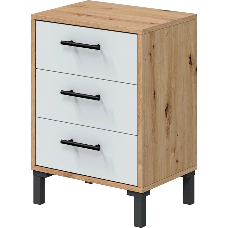 Bett-Set >ENZO VELVET< (4-teilig) in Nodi Eiche Dekor / Artik Weiß – Bild 5
