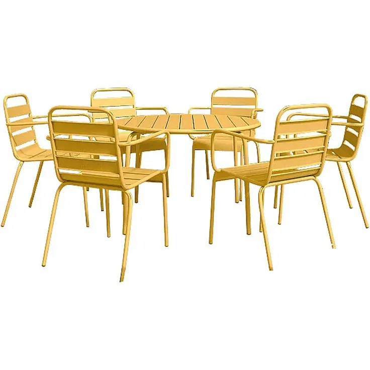 Vente-unique - MIRMANDE Gartenessgruppe Metall Gelb - B 130 cm59 cm x H 74 cm79 cm x L 130 cm56 cm – Bild 3