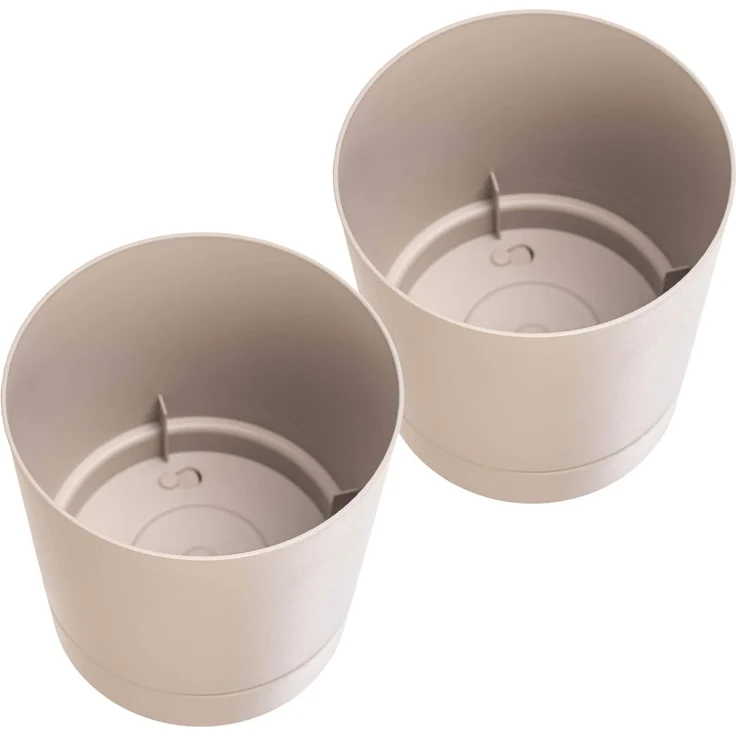 KADAX Blumentopf mit Untersetzer AURA 200 recycelt - beige 2er-Pack – Bild 8