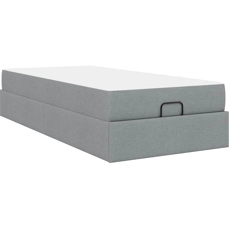 vidaXL Bettgestell mit Matratze mit Matratze 2 pcs Hellgrau Stoff 3399452 – Bild 7
