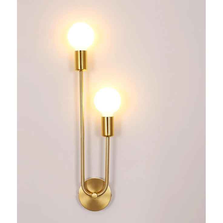 Comely Wandleuchte Innen Gold, 2 Flammig E27 Industrial Wandlampe Metall | Wandbeleuchtung Vintage für Schlafzimmer Restaurant Esszimmer Wohnzimmer