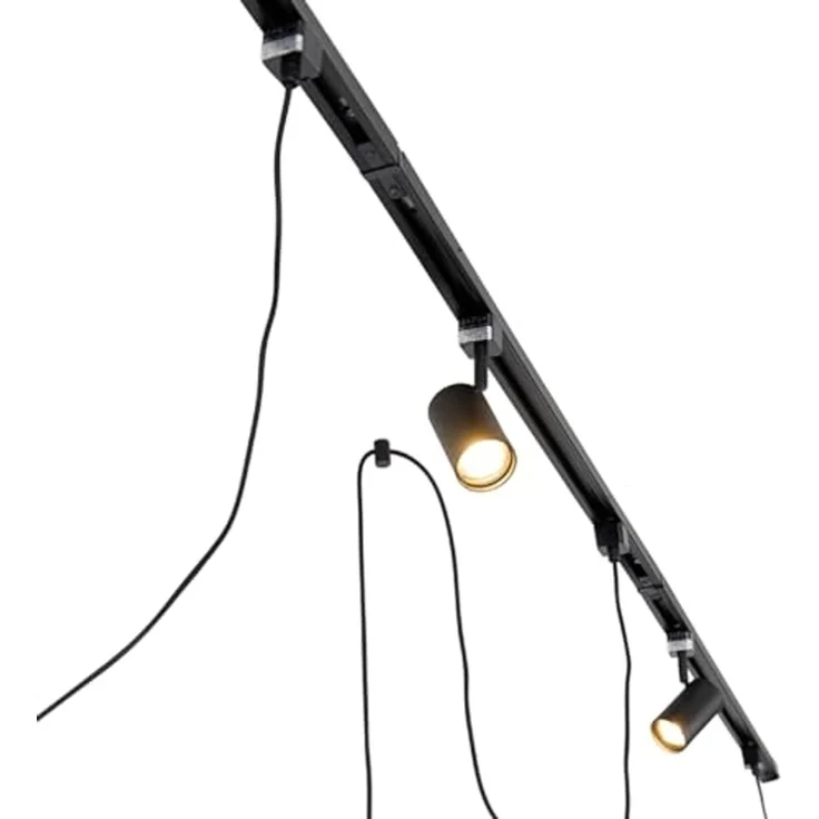 Qazqa Schienensystem-Sets Iconic cavalux jeana, ohne Leuchtmittel, E27, Schwarz, Modern, Aluminium, Deckenstrahler 3-flammig – Bild 5