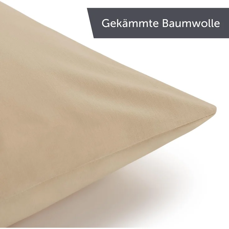 Blumtal Kissenbezug 80x80 cm (2er Set Kissenbezüge) - Beige - 100% Baumwoll-Jersey, Oeko-Tex Zertifiziert, Kissenhülle 80x80 - Jersey Kopfkissenbezug für Kissen 80x80 cm mit Reißverschluss – Bild 7