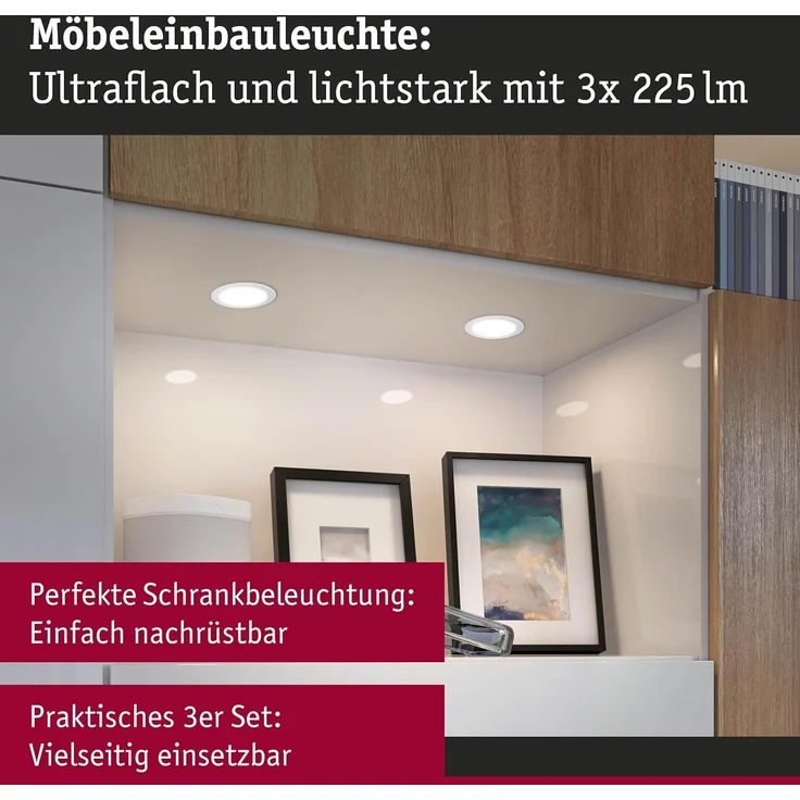 Paulmann 93120 LED Möbeleinbauleuchten 3er Set 4000K Weiß – Bild 2