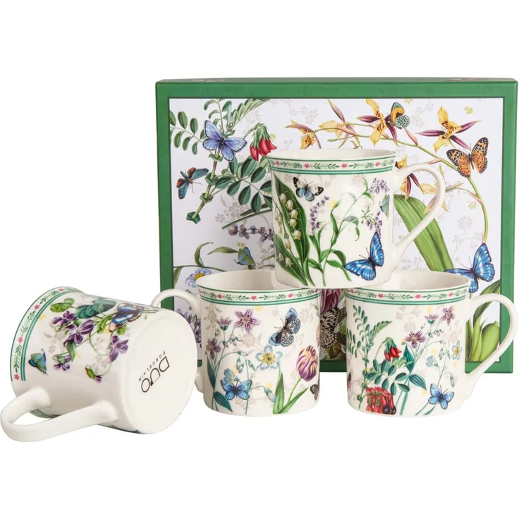 DUO 4er-Set Becher FLOWER DREAM, 400 ml, New Bone China Porzellan, in Geschenkbox