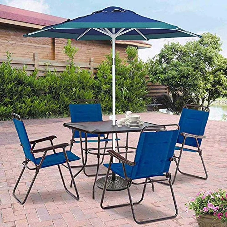 BAKAJI Sonnenschirm für Meer, Strand, Garten, mit Stahlstange, neigbar, Bezug aus Stoff, UV-Schutz, Durchmesser 210 cm, mit Schultergurt, türkis, Ø 210 cm – Bild 1