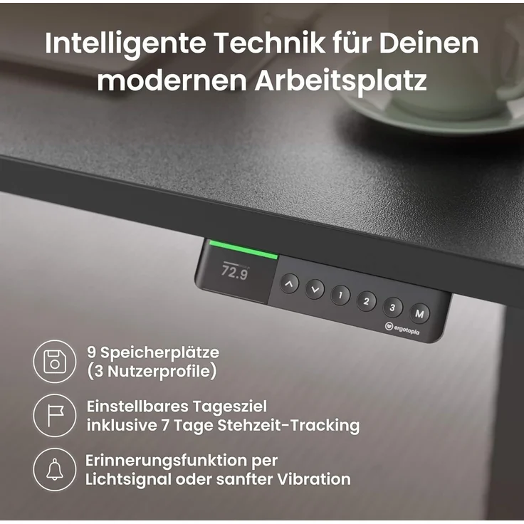 Desktopia Pro X - Elektrisch höhenverstellbarer Schreibtisch / Ergonomischer Tisch mit Memory-Funktion, Schwarz, Gestell Weiß, 160x80 cm – Bild 6