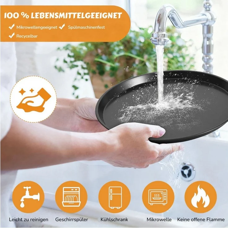 BlingBin Pizzablech Pizzapfannen, Pizza Backset, Pizzabackblech Mit Standhalterung, Kohlenstoffstahl, (4er Set, 4-St, 4 Stück), Pizzagestell für Backofen, 4 Pizzen Gleichzeitig Backen, ø28 cm – Bild 2
