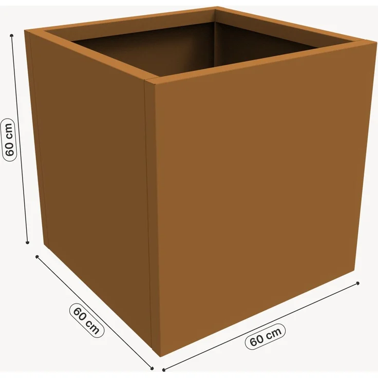 Pflanzkübel Vaargel 60 x 60 x 60 cm verzinkter Stahl Braun [casa. pro] – Bild 3