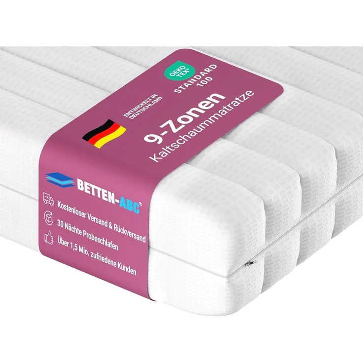 Betten-ABC KSP-1000 – 9-Zonen-Kaltschaummatratze – Das Original, 16 cm Höhe, Größe: 160x200, Härtegrad: H2