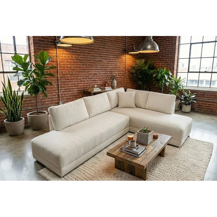 KAWOLA Schlafsofa SADIRA Ecksofa Stoff cremeweiß Recamiere links 89 x 209 x 288 cm – Bild 2