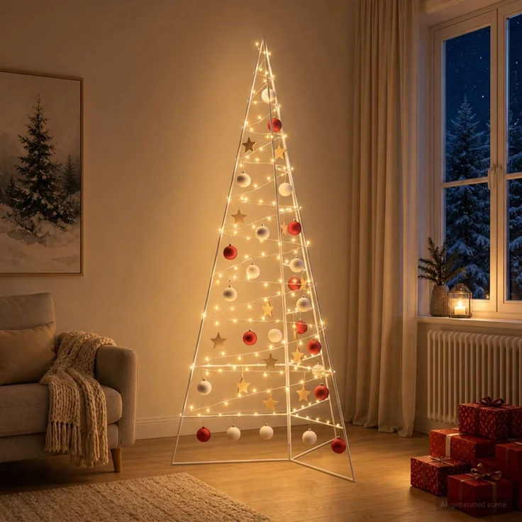 vidaXL Metall Weihnachtsbaum KUOPIO 210 cm Stahl Weiß 42053865 – Bild 3