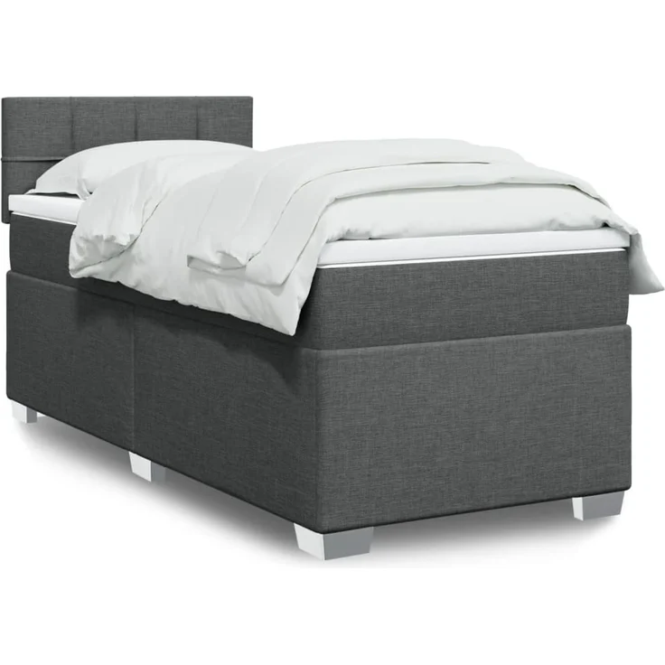 vidaXL Boxspringbett mit Matratze Dunkelgrau 100x200 cm Stoff 3285800 – Bild 1