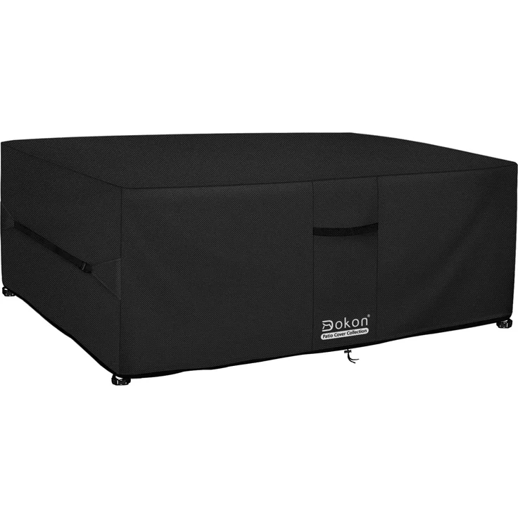 Dokon Gartenmöbel Abdeckung mit Belüftungsöffnungen Wasserdicht Winddicht UV-Beständiges Schwerlast 600D Oxford Gewebe Schutzhülle für Gartentisch Sitzgruppe, Rechteckig (213 x 132 x 72 cm) - Schwarz – Bild 1
