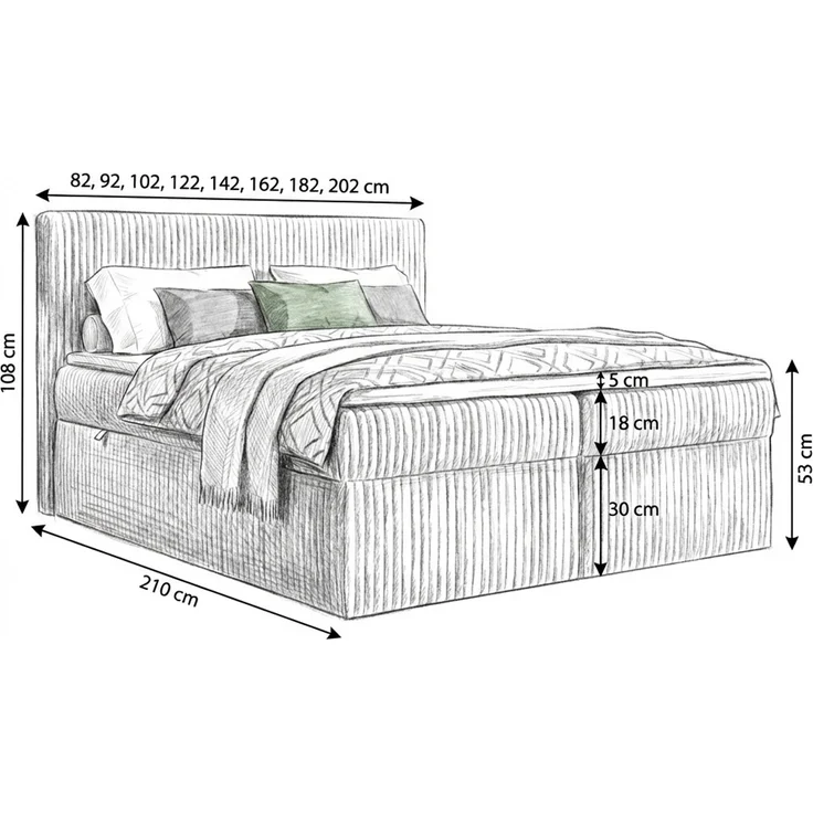 Polsterbett VELUNO -OM 90 x 200 cmmit Matratze und Bettkasten. Farbe: Braun – Bild 4