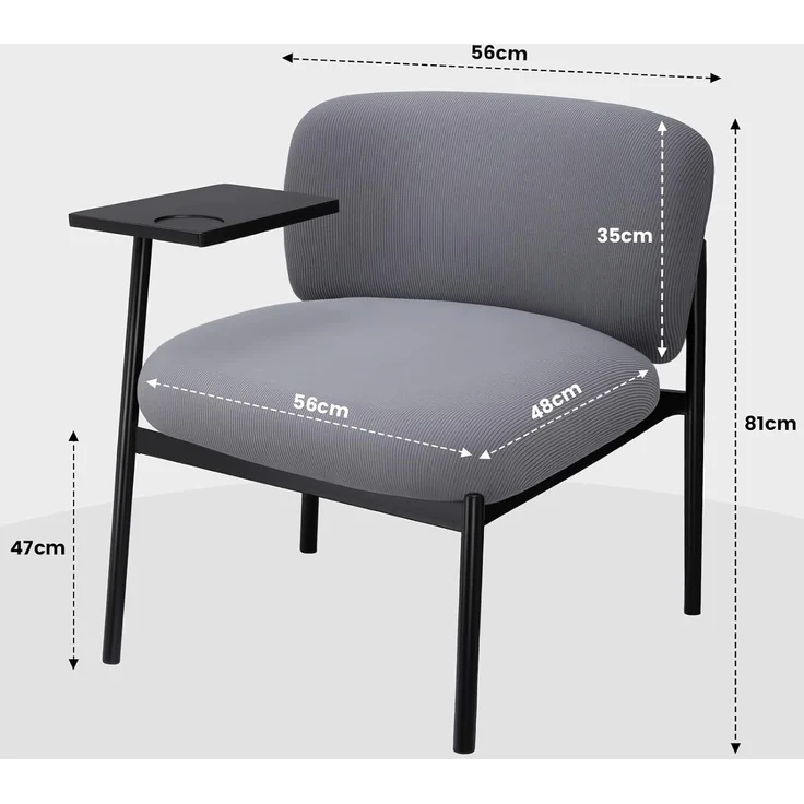COMHOMA Loungesessel Sessel Relaxsessel Ohrensessel modern, Polsterstuhl mit Metallbeinen, Einzelsofa für Wohnzimmer/Schlafzimmer/Garten, Grau – Bild 2