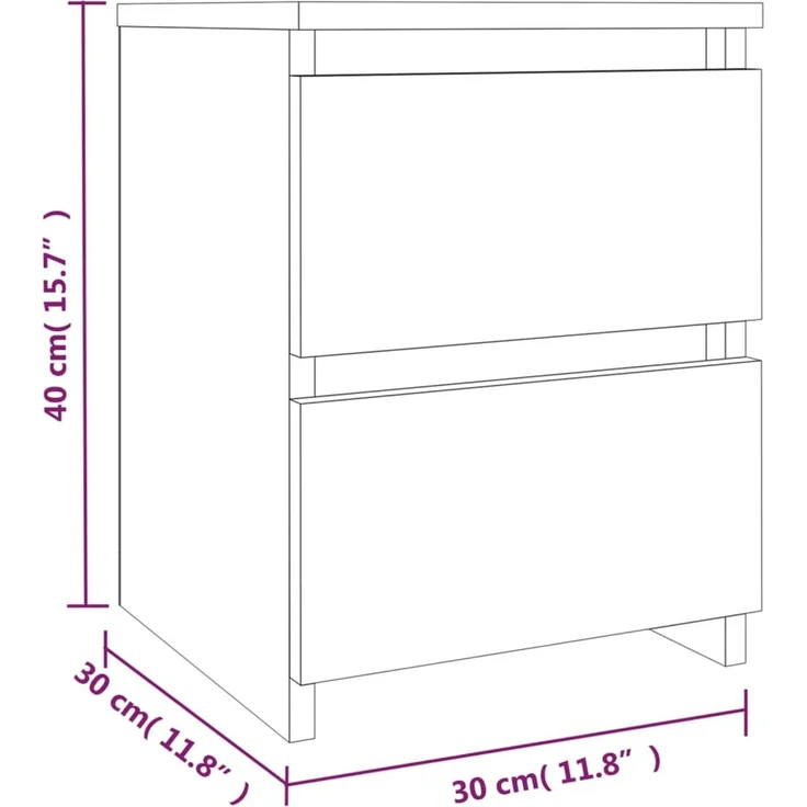 vidaXL Nachttische 2 Stk. Räuchereiche 30x30x40 cm Holzwerkstoff 815328 – Bild 7