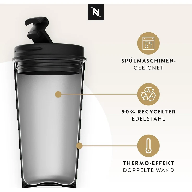 NESPRESSO Thermobecher TOUCH Travel Mug 345ml, Edelstahl Auslaufsicher – Bild 6