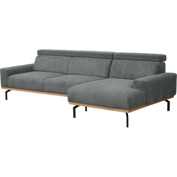 Sofa mit Longchair rechts Katrien Cordstoff anthrazit – Bild 4