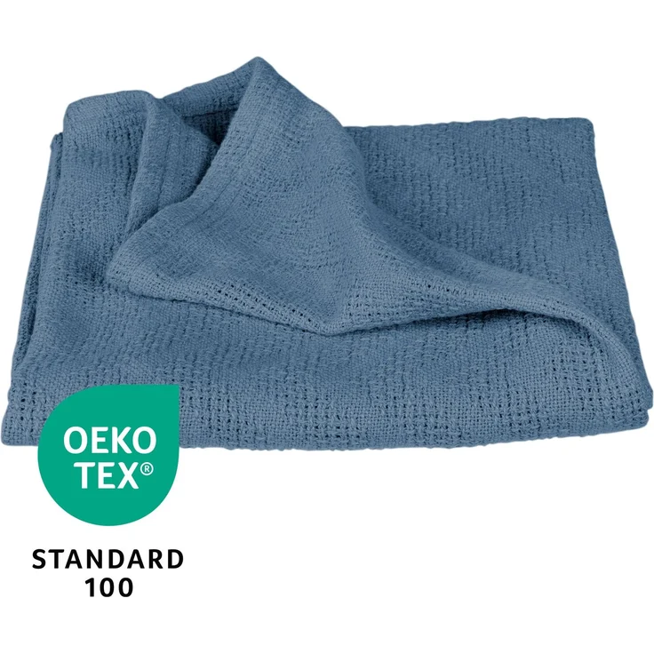 roba Decke 'Seashells' Indigo - 80 x 80 cm - GOTS & Oeko Tex - 100% Baumwolle - Blau – Bild 4