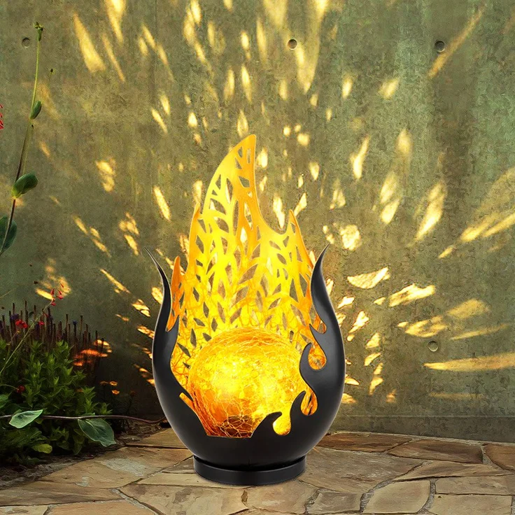 2x LED Solarleuchte, Wetterfest, schwarz, gold, Akku, H 26,5cm – Bild 7