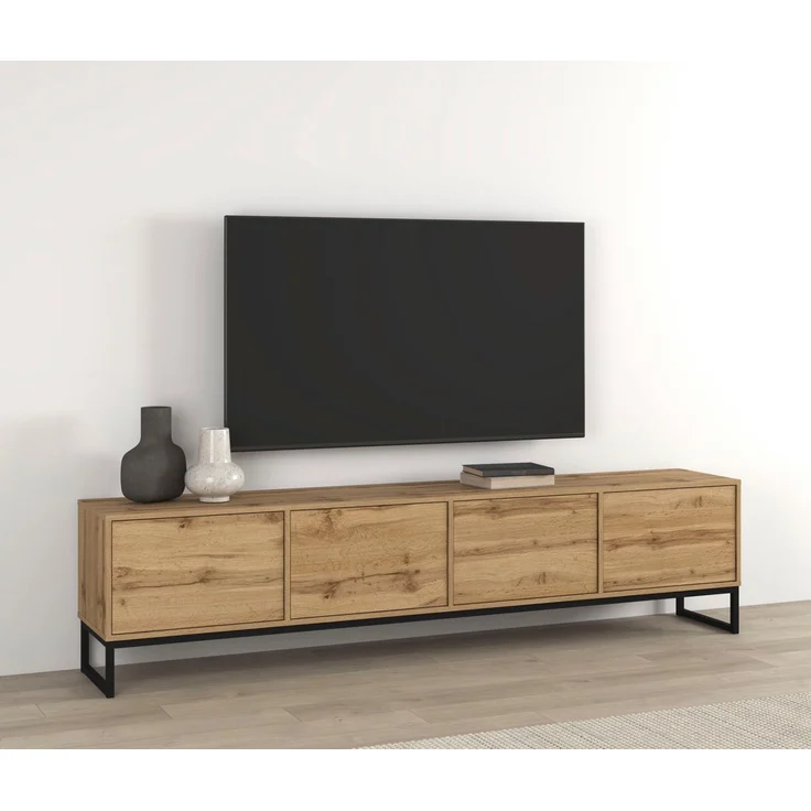 OTTO home Lowboard Loft, Breite 208,5 cm, TV-Board mit 4 Klappen, Metallkufen, TV-Kommode mit viel Stauraum, push-to-open-Funktion – Bild 3