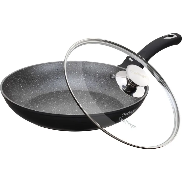 Pfanne Bratpfanne Schmorpfanne mit Glasdeckel Induktion Ø28cm Cheffinger CF-FP28