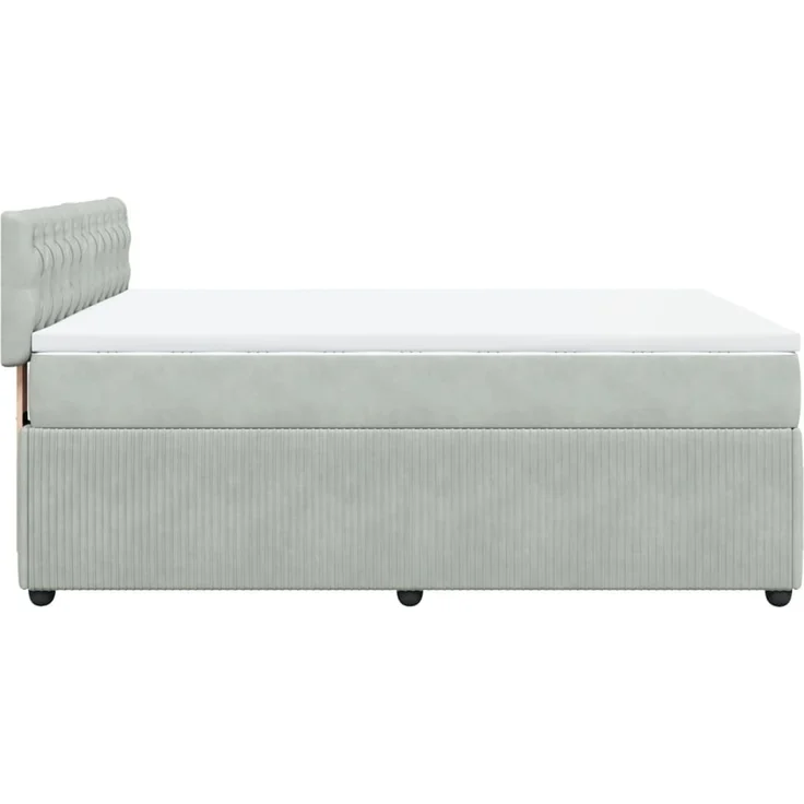 vidaXL Boxspringbett mit Matratze Hellgrau 160x200 cm Samt 3287788 – Bild 9