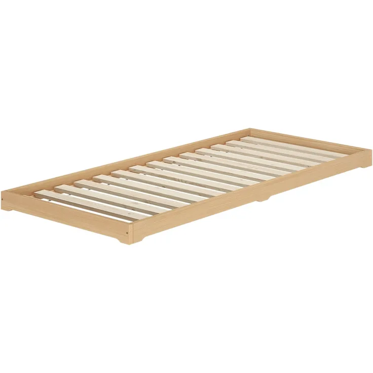 Niederflurbett Bettrahmen Studenten Futon Bodenbett 100x200 Buche Massivholz V-60.66-10Rollrost inkl.