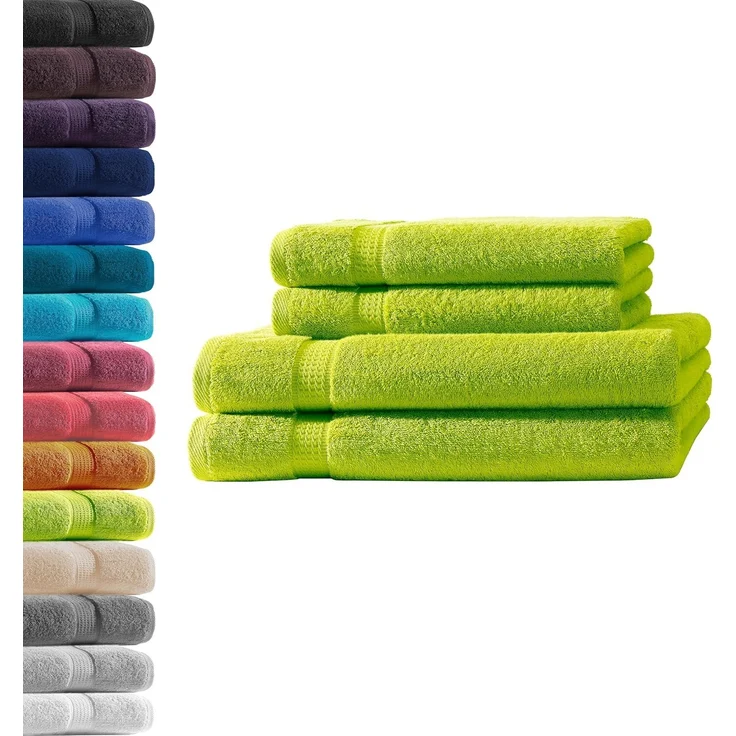 2X Duschtuch + 2X Handtuch | Apfelgrün | 100% Baumwolle Frottier | Oeko-TEX® Standard 100 | Premium Qualität 500 g/m² – Bild 1