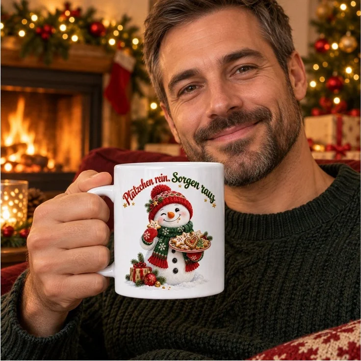 WS-Trend Tasse Kekszauber Schneemann Tasse Keramik 330 ml Geschenkidee zu Weihnachten, Keramik – Bild 3