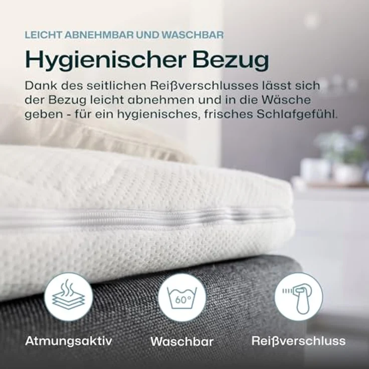 Möbelfreude Boxspringbett Boxspringbett Bea Hellgrau 200x200 cm H3, Hellgrau 200x200 cm H3 7-Zonen Taschenfederkern-Matratze + Bonell-Fede – Bild 6