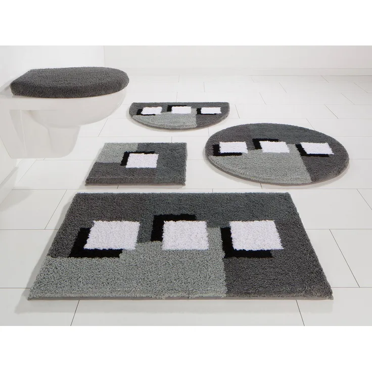 my home Badematte Ada, Badvorleger, Badezimmer Teppich, Höhe 21 mm, rutschhemmend beschichtet, fußbodenheizungsgeeignet, schnell trocknend, strapazierfähig, Polyester, rechteckig, Badteppich, Badematten auch als 3 teiliges Set erhältlich