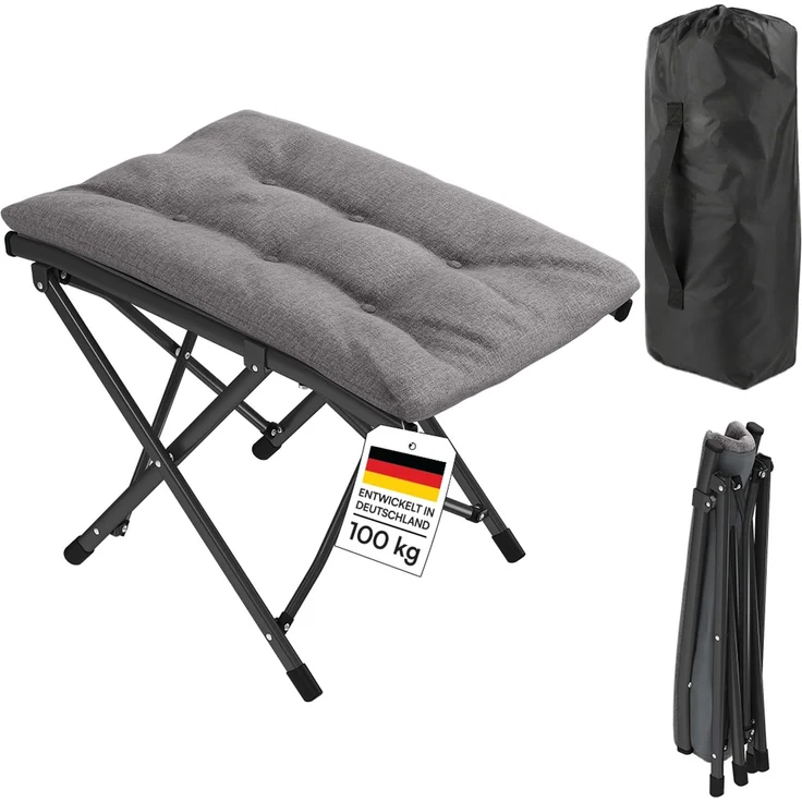 STEELSØN 'Hoggar' Hocker faltbar, bis 100 kg, gepolsterter Klapphocker, Fußhocker 46 cm hoch – Bild 1
