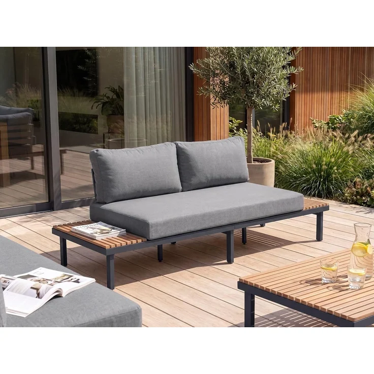Gartensofa 2-Sitzer FIVIZZANO Akazienholz Dunkelgrau – Bild 2